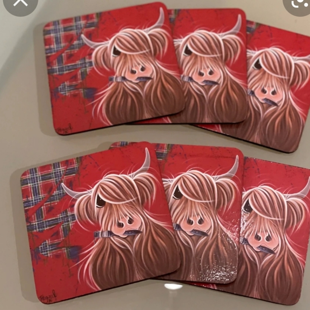 NEW McMoo Tartan Paint Coaster‎ set of 6